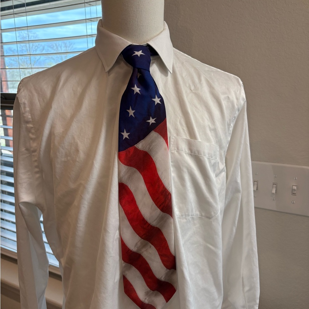 Ralph Marlin American Flag Patriotic Silk Tie in Navy, Red, White